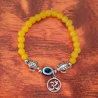 M Men Style 6mm Beads Yellow Yoga Meditation OM Turtle Evil Eye Elastic Strachable Charm Crystal Bracelet For Men And Women LCBR4A501-thumb3