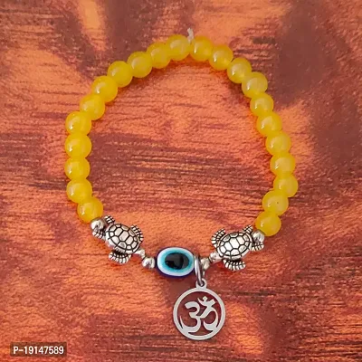 M Men Style 6mm Beads Yellow Yoga Meditation OM Turtle Evil Eye Elastic Strachable Charm Crystal Bracelet For Men And Women LCBR4A501-thumb4