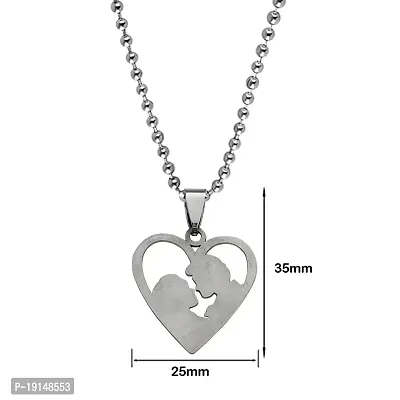 M Men Style Valentine Day Couple Heart With Ball Chain Connector Silver Zinc Metal Pendant Necklace Chain For Men And Women-thumb2
