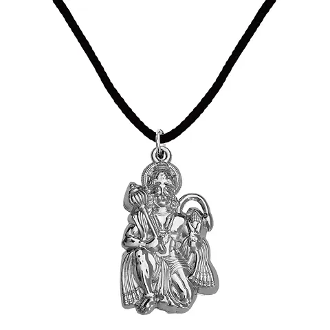 M Men Style Hindu Lord Bajrangbali Hanuman idol Monkey God of Devotion Locket With Silver Cotton Dori Pendant Necklace For Men And Women SPn2022792