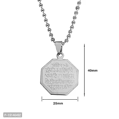 Sullery Chhatrapati Shivaji Maharaj Rajmudra Locket with Chain Silver Stainless Steel Religious Spiritual Jewellery Pendant Necklace Chain for Men and Boys-thumb2