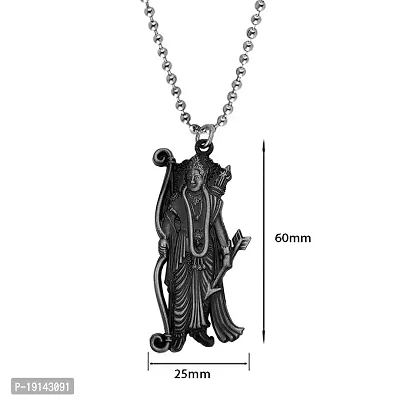 M Men Style Lord Shree Ram Idol Statue in Antique Finish Locket Murti With Chain Gray Zinc Metal Religious Pendant Necklace Chain For Men And Women-thumb2