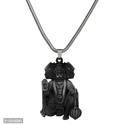 M Men Style Lord Shree Panchmukhi Hanuman Snake Chain Grey Zinc And Metal Pendant Necklace For Men And women