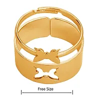 M Men Style Valentine Day Gift Adhustable Butterfly Shape Openable Ring Wedding Jewellery Couple Ring Gold Stainless steel 00 Ring For Women And Girls-thumb1
