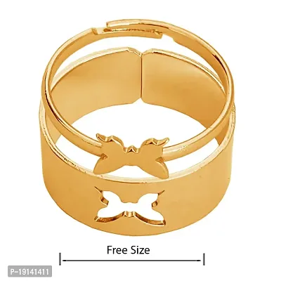 M Men Style Valentine Day Gift Adhustable Butterfly Shape Openable Ring Wedding Jewellery Couple Ring Gold Stainless steel 00 Ring For Women And Girls-thumb2