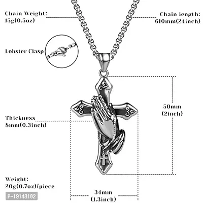 M Men Style Religious Lord Jesus Prayer Hands Christian Gift Jewelry Silver Alloy,Metal Pendant Necklace Chain For Men And Women SPn20230108-thumb2