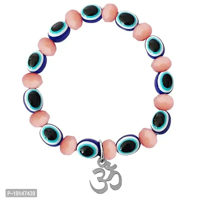 M Men Style 6mm Beads Multicolor Yoga Meditation OM Elastic Strachable Charm Crystal Bracelet For Men And Women LCBR23B502