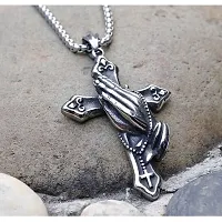 M Men Style Religious Lord Jesus Prayer Hands Christian Gift Jewelry Silver Alloy,Metal Pendant Necklace Chain For Men And Women SPn20230108-thumb3