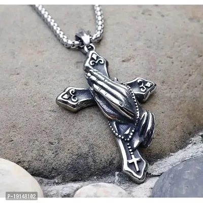 M Men Style Religious Lord Jesus Prayer Hands Christian Gift Jewelry Silver Alloy,Metal Pendant Necklace Chain For Men And Women SPn20230108-thumb4