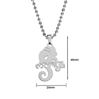 Sullery Lord Ganesh Chintamani Vighneshwara Moriya Locket with Chain Silver Stainless Steel Religious Spiritual Jewellery Pendant Necklace Chain for Men and Boys-thumb1