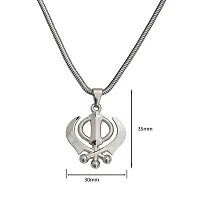 M Men StyleBold Heavy Sikh Khanda Sardar Sikhism Silver Stainless Steel Pendant Necklace Chain for Unisex-thumb1