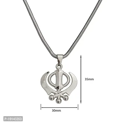 M Men StyleBold Heavy Sikh Khanda Sardar Sikhism Silver Stainless Steel Pendant Necklace Chain for Unisex-thumb2