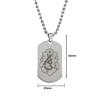 Sullery Lord Ganesh Chintamani Vighneshwara Moriya Locket with Chain Silver Stainless Steel Religious Spiritual Jewellery Pendant Necklace Chain for Men and Boys-thumb1