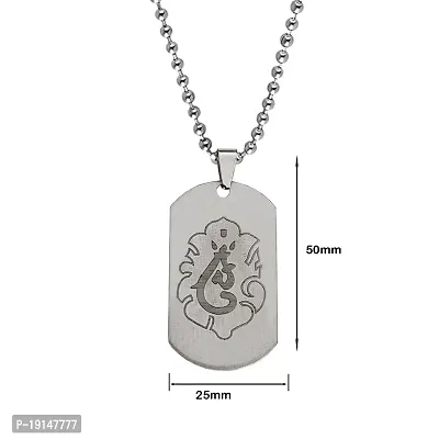 Sullery Lord Ganesh Chintamani Vighneshwara Moriya Locket with Chain Silver Stainless Steel Religious Spiritual Jewellery Pendant Necklace Chain for Men and Boys-thumb2