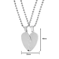 M Men Style Valentine Gift Best Friend Broken Heart Couple Engraved Dual Couple Locket Unisex Jewellery 1 Pair Silver Stainless Steel Pendant Necklace Chain Set For Men And Women (Silver Big)-thumb1