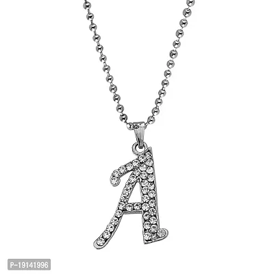 M Men Style Name English Alphabet A Letter Initials Letter Locket Pendant Necklace Chain and His Silver Crystal and Zinc Alphabet Pendant Necklace ChainUnisex