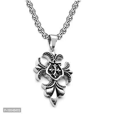M Men Style Mens Fashion Phoenix Tail Flower Bikers Jewelry Silver Alloy,Metal Pendant Necklace Chain For Men And Women SPn20230109