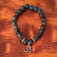 M Men Style 6mm Beads Black Yoga Meditation OM Elastic Strachable Charm Crystal Bracelet For Men And Women LCBR15B502-thumb3