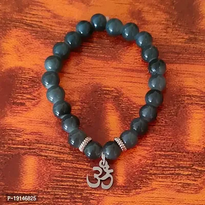 M Men Style 6mm Beads Black Yoga Meditation OM Elastic Strachable Charm Crystal Bracelet For Men And Women LCBR15B502-thumb4
