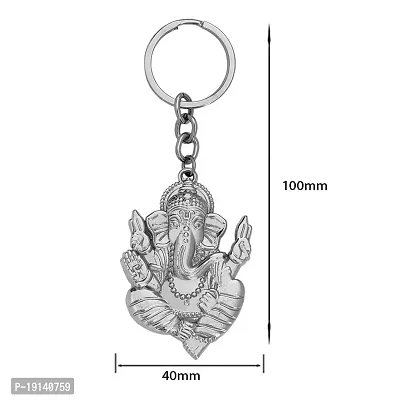 M Men Style Hindu God of Beginnings Lord Shree Ganesh Shiva' Son Locket With Chain Silver Zinc Metal 00 Keychain And Keyring Gift For Men And Women-thumb2