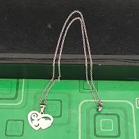 M Men Style Double Heart Silver Stainless steel Pendant Neckace Chain For Women And Girls-thumb2