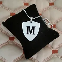 M Men Style English Alphabet Initial Charms Letter Initial M Alphabet Letters Script Name Silver Stainless Steel Pendant Necklace Chain For Men And Women-thumb3