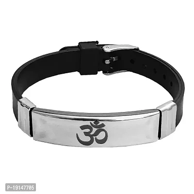 M Men Style Om Aum Ohm Symbol Meaningful Charm Gift Idea Yoga Meditation Jewellery Black And Silver Selecone And Stainless Steel Bracelet For Men And Women SBr2022403