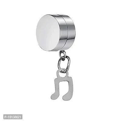 Sullery Music Charm Silver Stainless Steel 1pc Magnetic Earring For Men And Women-thumb0