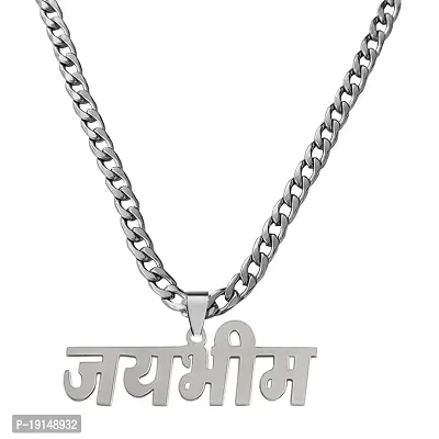 M Men Style Personalised Religious Jay Bheem Locket Bikers Jewelry Link Chain Silver Stainless Steel Pendant Necklace For Men And Women LC312