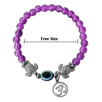 M Men Style 6mm Beads Purple Yoga Meditation OM Turtle Evil Eye Elastic Strachable Charm Crystal Bracelet For Men And Women LCBR12A501-thumb1