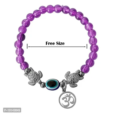 M Men Style 6mm Beads Purple Yoga Meditation OM Turtle Evil Eye Elastic Strachable Charm Crystal Bracelet For Men And Women LCBR12A501-thumb2