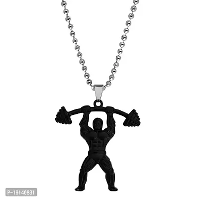 Sullery Fitness Gym Masculine Barbell BodyBuilder Dumbbells Gym Jewelry Black Zinc,Metal Necklace Chain For Men And Women