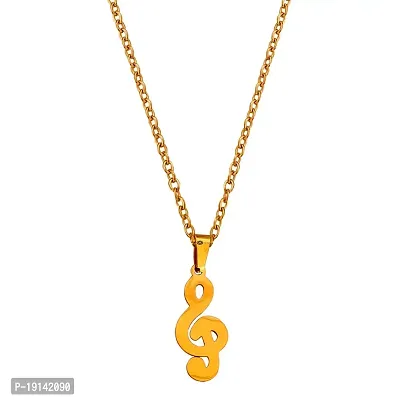 M Men Style Music Sign Gold Stainless steel Pendant Neckace Chain For Women And Girls