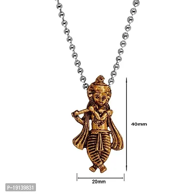 Sullery Lord Shree Krishna Vishnu Venkatesha Locket with Chain Gold Brass Religious Spiritual Jewellery Pendant Necklace Chain for Men and Boys-thumb2