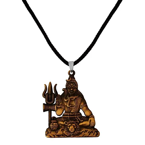 M Men Style Lord Shiv Shankar Mahadev Bholenath Trishul Damaru Cotton Dori Copper Zinc And Metal Pendant Necklace For Men And Women SPn20221079