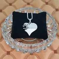 Sullery Heart Wave Lifeline Heart Beat Couple Lover Gift Locket Silver Stainless Steel Couple Love Gift Jewellery Pendant Necklace Chain for Men and Women-thumb3