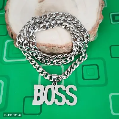 M Men Style Personalised Boss Locket Bikers Jewelry Link Chain Silver Stainless Steel Pendant Necklace For Men And Women LC301-thumb4
