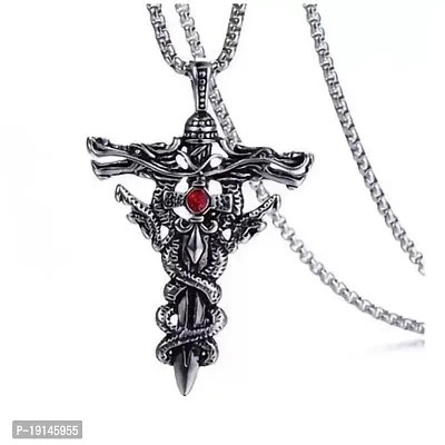Buy M Men Style Rock Star Jewellery Fancy Fashion Vintage Sword Dragon  Charm Silver Stainless Steel Pendant Necklace Chain Online In India At  Discounted Prices