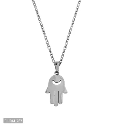 M Men Style Hand palm Silver Stainless steel Pendant Neckace Chain For Women And Girls-thumb0