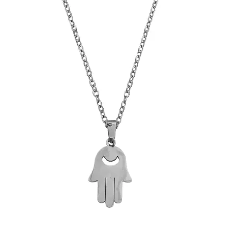 M Men Style Hand palm Silver Stainless steel Pendant Neckace Chain For Women And Girls