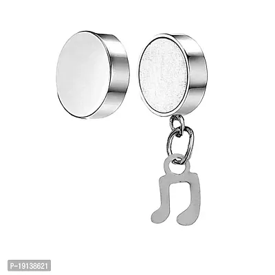 Sullery Music Charm Silver Stainless Steel 1pc Magnetic Earring For Men And Women-thumb2