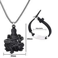 M Men Style Religious Godess Sarswati Snake Chain Locket Om Yoga Charm Bracelet Grey Silver Metal Stainless Steel Combo Set For Men SComboa30-thumb2