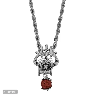 Sullery Lord Shiv Trishul Damaru Mahakal Locket with Gold-Plated Brass Rope Chain Pendant Necklace for Men and Boys-thumb0