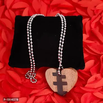 M Men Style Heart Shape Wood Resin Jewelry Natural Wooden Pendant Anniversary Birthday Gift for Her Grey Acrylic Wood Pendant Necklace Chain For Men And Women (SPn2022350)-thumb4