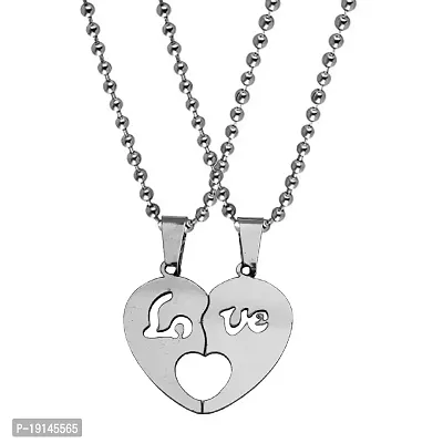 M Men Style Heart Broken Alphabet Love Pendant Silver Stainless Steel Pendant Necklace Chain For Men And Women SPn2022541