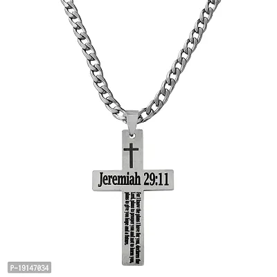 M Men Style Christian Bible Verse Jeremiah 29:11 For I know the plans I have for you, Silver Stainlees Steel Cross Mens Jewellery Pendant Necklace Chain For Men LSKPn220161