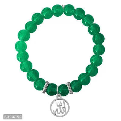 M Men Style 6mm Beads Green Religious God Allah Prayer Elastic Strachable Charm Crystal Bracelet For Men And Wen LCBR19L512