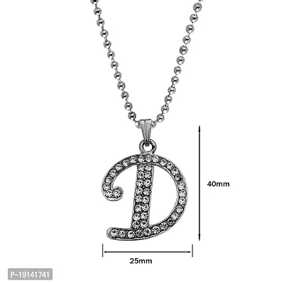 M Men Style Name English Alphabet D Letter Initials Letter Locket Pendant Necklace Chain and His Silver Crystal and Zinc Alphabet Pendant Necklace ChainUnisex-thumb2
