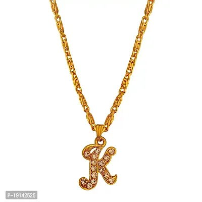 Sullery Crystal Alphabet Initial Letter K Locket Gift forGirlFriend Wife Mother Sistar Gold Brass Alphabet Pendant Necklace Chain for Women and Girls
