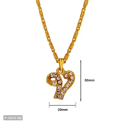 Sullery Crystal Alphabet Initial Letter V Locket Gift forGirlFriend Wife Mother Sistar Gold Brass Alphabet Pendant Necklace Chain for Women and Girls-thumb2